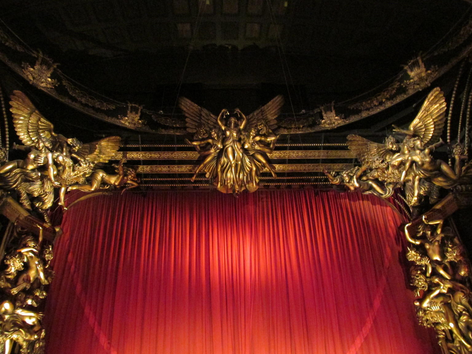 The upper portion of the stage at Her Majesty's Theater in London