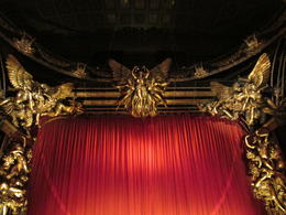 Photo of The upper portion of the stage at Her Majesty's Theater in London The theater is smaller than other we have been in, but quite lovely. , Nancy - June 2014