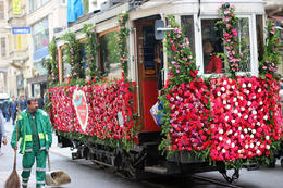 Photo of Decorated Taksim Tram Tram along Taksim and Istikhlal street, decorated for occasions. , Prezzman - June 2014