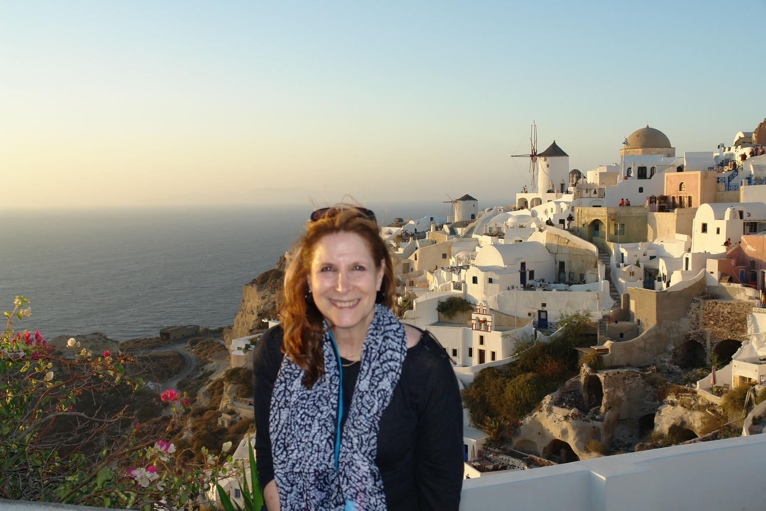 The setting sun in Santorini