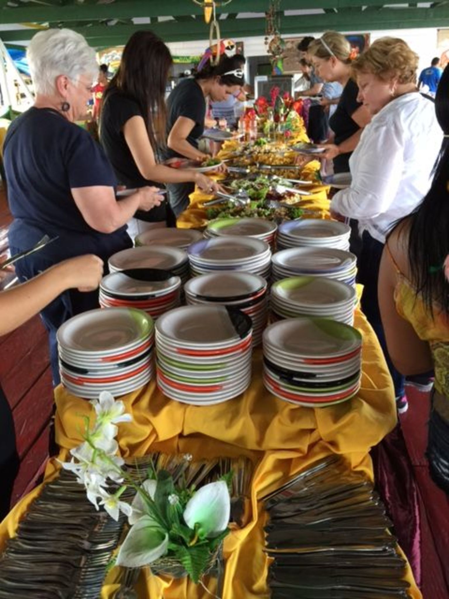 Buffet Lunch Table at Floating Restaurant