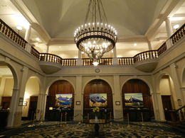 Photo of Lobby of the Chateau Lake Louise Impressive lobby of the Chateau Lake Louise, including a marvellous chandelier of alpine women bearing torches which survived the fire that burned down the previous chateau. , Amadeo P - August 2016