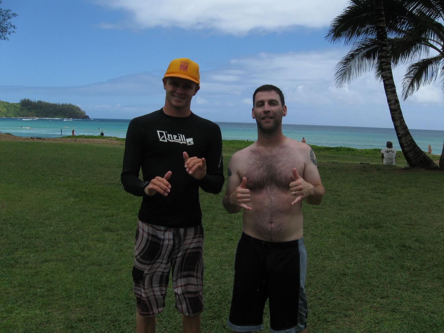 Hawaiian Surfing Adventures-John and John after the surf lesson.