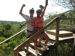 Photo of South Shore Zipline, Roatan, Honduras, Lis and I having a great time on our first zipline adventure. , Robert E - October 2014