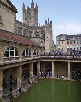 Photo of Bath in the afternoon This is a picture from inside the Roman baths in Bath. Your tour will take you inside where you can see stunning views of the Abbey as well. , Lindsay R - June 2016