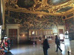 Photo of Taking a Break Our guide gives us a much needed break, but who can rest under the incredible artwork of a receiving room in the Doge's Palace? , weathertop - July 2015