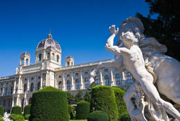 Photo of Kunsthistorisches (Fine Art) Museum, Vienna, Austria Kunsthistorisches (Fine Art) Museum, pretty garden and statue (1891) in the beautiful city of Vienna, Austria - November 2011