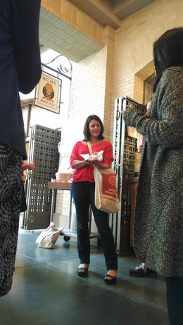 Photo of San Francisco Food Tour: Ferry Building and Ferry Plaza Farmers Market Our tour guide talking about two favorite things: bread and cheese, Viator Insider - June 2014