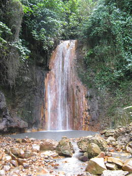 Photo of 2012 Caribbean Cruise 047 Sulfur Springs park - drive in volcano. This is a warm-water waterfall. , Kathryn A R - January 2012