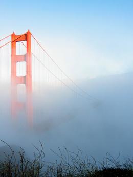 Photo of Golden Gate Bridge The Golden Gate Bridge rising out of the fog, as seen from the Marin Headlands, Doug VK - March 2011