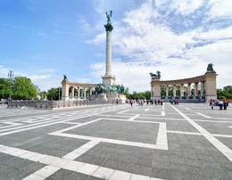 Photo of Heroes' Square The statue of Archangel Gabriel in Heroes' Square, Budapest, Hungary - May 2011