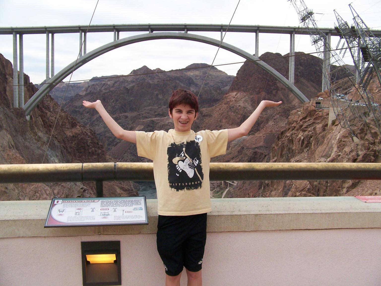 Josh holding the bridge