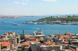 Photo of Istanbul's Golden Horn Panoramic view of Istanbul skyline from Galata Tower, overlooking the Golden Horn and Marmara sea - December 2011