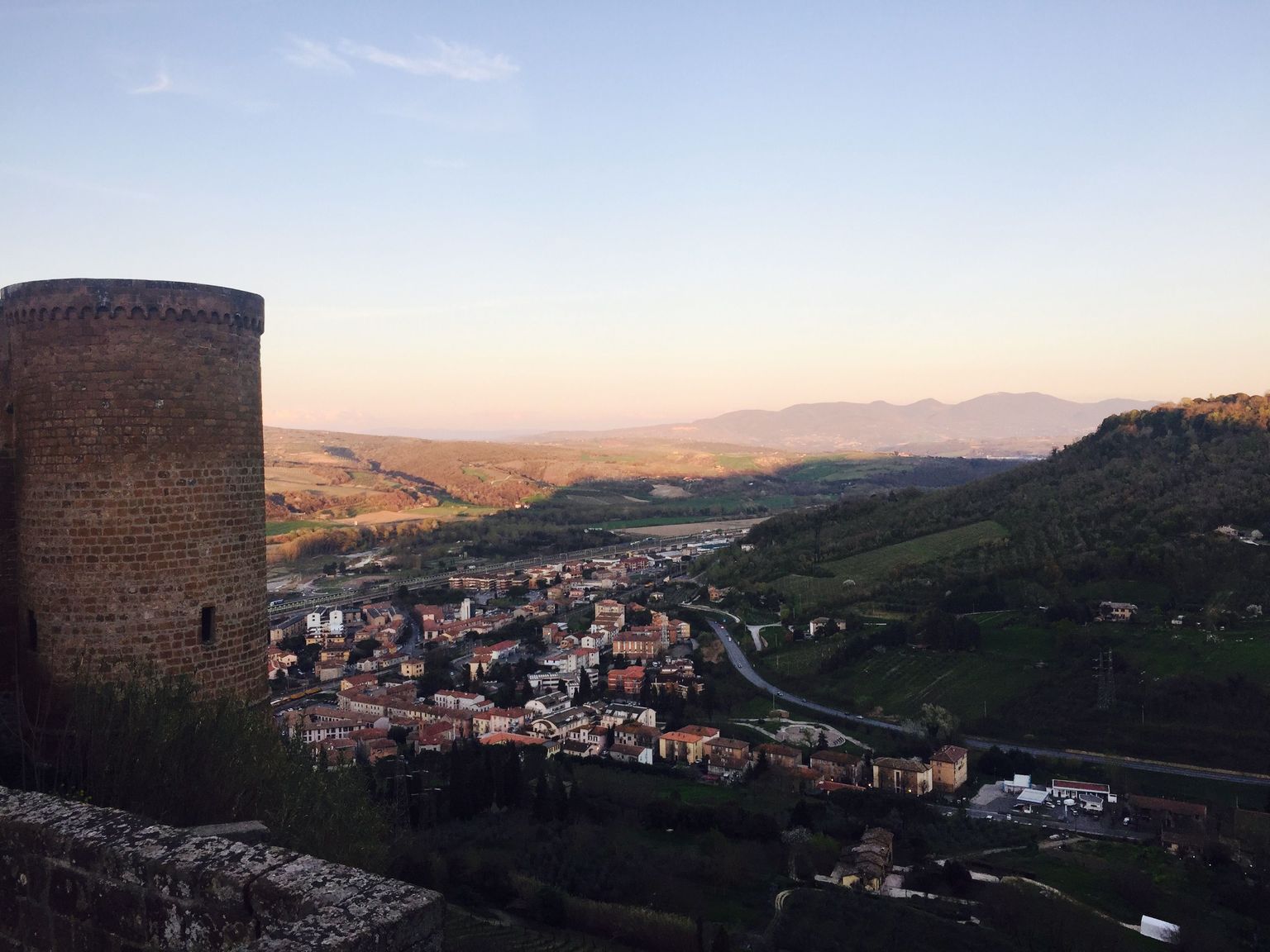 Leaving Orvieto by bike at Sunset