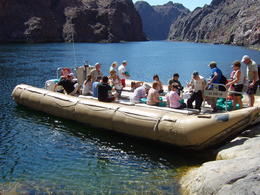 Photo of Boarding the motorized raft on the Colorado River Boarding the motorized raft on the Colorado River, IRVINE - September 2011