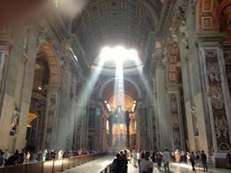 Photo of Saint Peters Basilica just as you walk thru the main entrance of the church. As the sun is setting it's quite a heavenly view... , Chad G - August 2013
