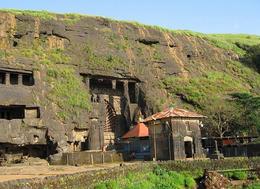 Photo of Karla Caves Outside the entrance of the Karla Caves, where the temple is located - August 2012