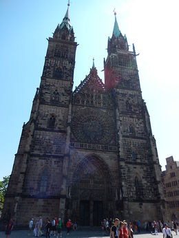 Photo of St. Lorenz St. Lawrence, Nuremberg, Germany St. Lorenz is a medieval church in the Old City in Nuremberg. The church was badly damaged during the Second World War and later restored. , Deborah L. K - August 2015