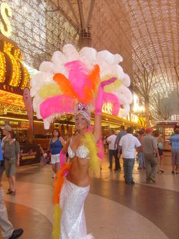 Photo of Fremont Street, Las Vegas I took a picture of this nice lady on fremont street. Nice feathers!! , Jasmine H - February 2011