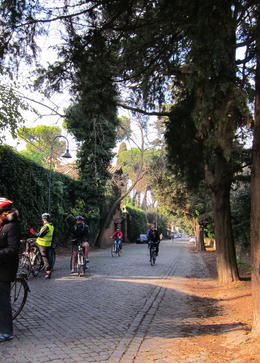 Photo of Riding on the Appian Way. Our guide (in the green) explaining the roman tombs along the Appian Way. , MS shepherd - January 2012