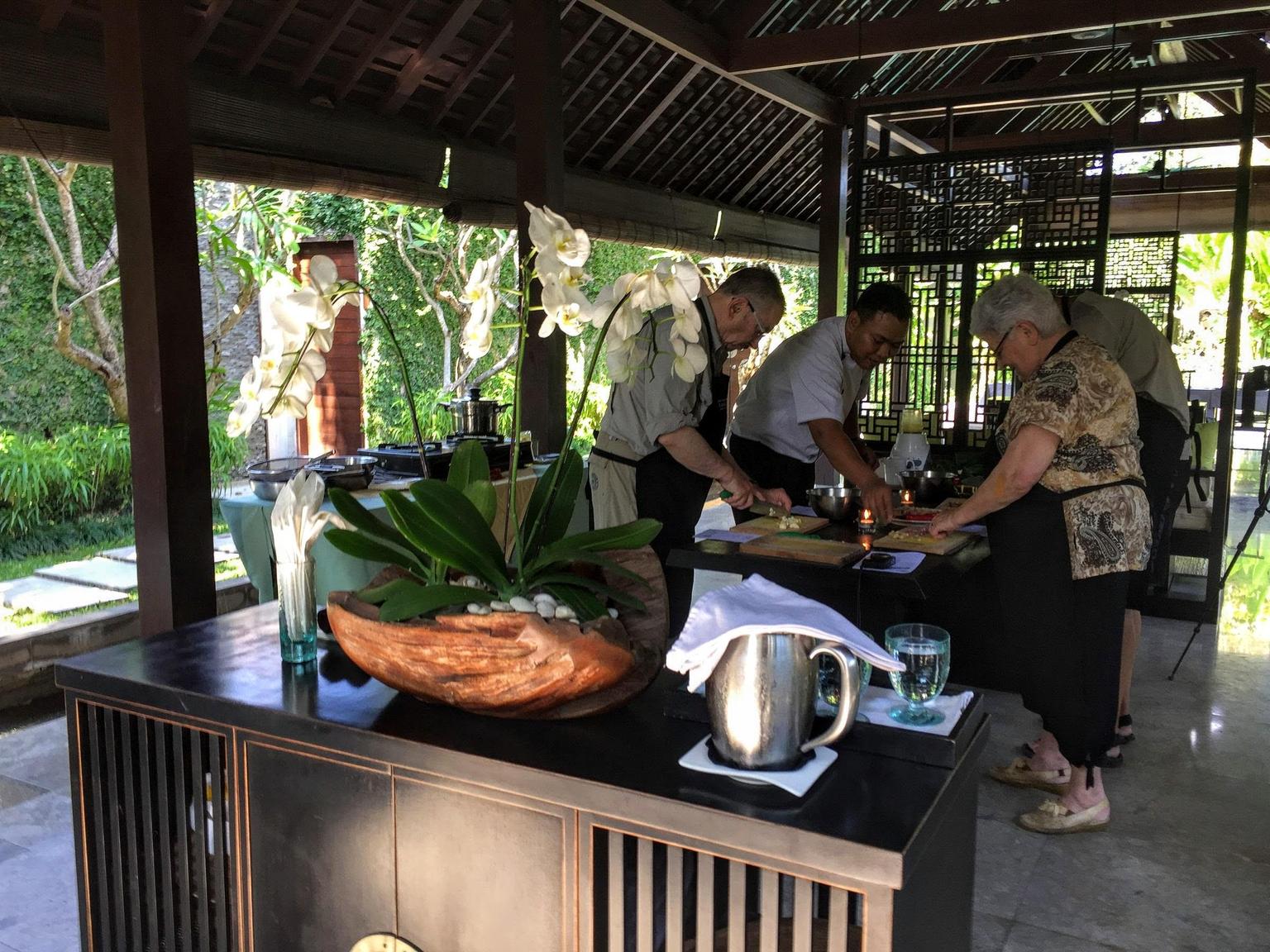 Cooking in an open-air kitchen