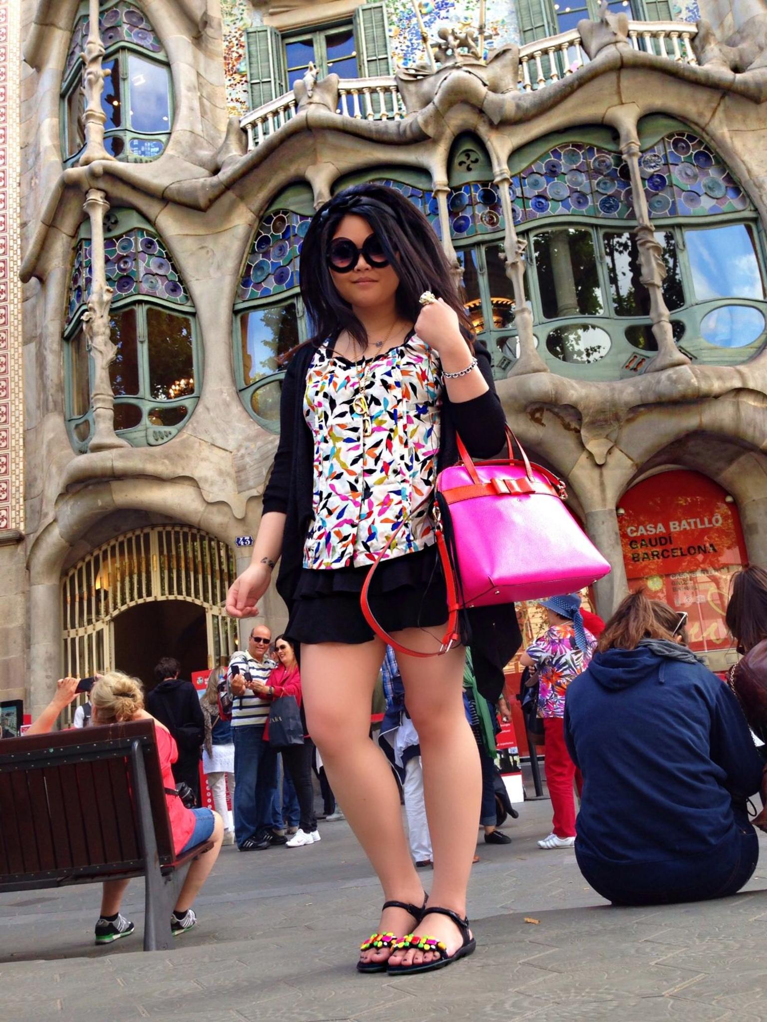 In front of Gaudi's Casa Batllo.
