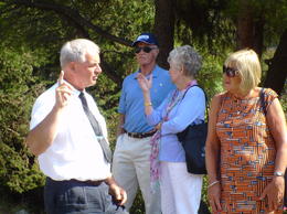 Photo of Mid tour briefing Rolf offering more information during a stop at the perfume factory. , Dean J - September 2016