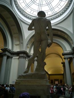 Photo of David from the back. This view of David was never meant to be seen if it had gone in the original spot, yet it is also perfect. Our guide gave us an excellent overview of the creation of David, including that the marble ... , Jane M - September 2016