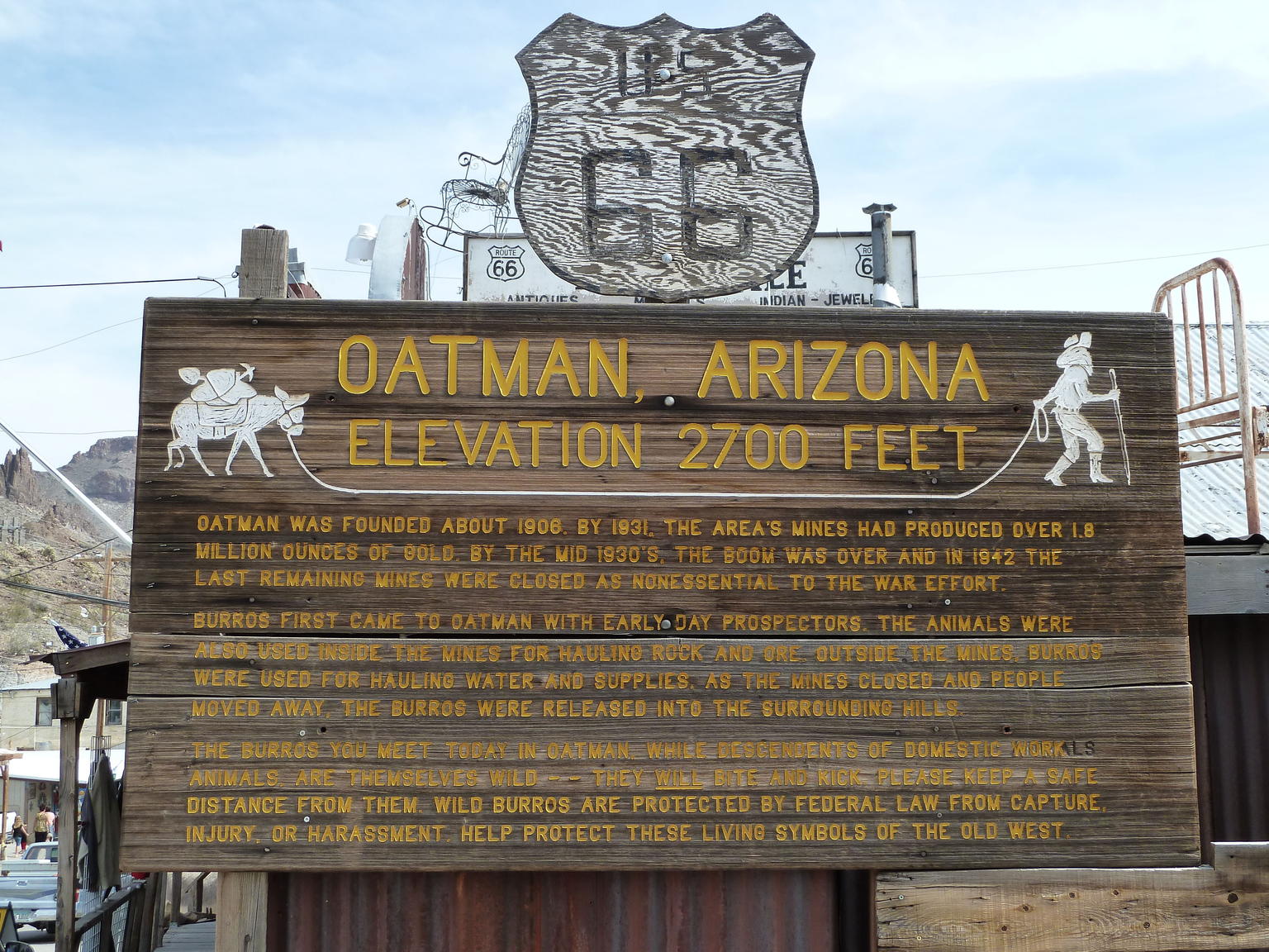 Hisotic Oatman Ghost Town sign