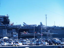 Photo of The USS Midway Aircraft Carrier Museum San Diego Harbor Tour - Friday, August 15, 2014. (Just one part of the) USS Midway Aircraft Carrier as seen from the harbor tour boat on San Diego Bay. , Carrie Mc - August 2014