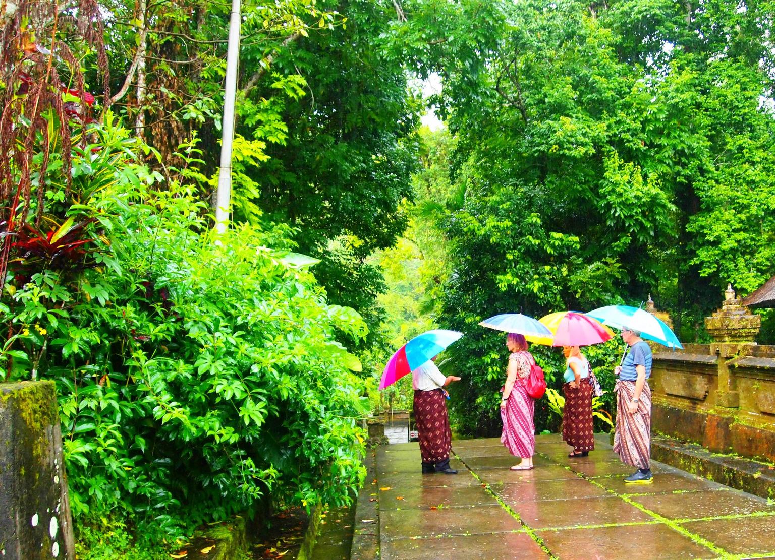 Tropical rain storm at Bali Pura Luhur Batukaru Temple