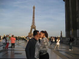 Photo of Love and kisses The Hubby and I sharing a kiss at Trocadero Plaza in front of the Tour Eiffel. This was an unforgettable trip , ARLENE D - August 2011