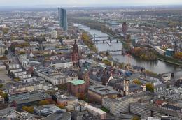 Photo of The maintower view of Frankfurt. This photograph points towards Romerberg in the centre of Frankfurt. The cathedral dom and St Paul's church can also be seen as well as the old Nicholas church. , David Lally - December 2014