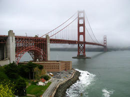 Photo of The Golden Gate Bridge Fog is about to descend on the Golden Gate Bridge in San Francisco, shortly before we rode bikes across it. , Peter Whitten - March 2011