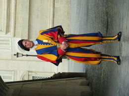 Photo of Swiss Guard Don't let the uniform fool you...these soldiers are among the high-end military force that protect the Pope and the grounds of the Vatican. , Tjames - July 2016