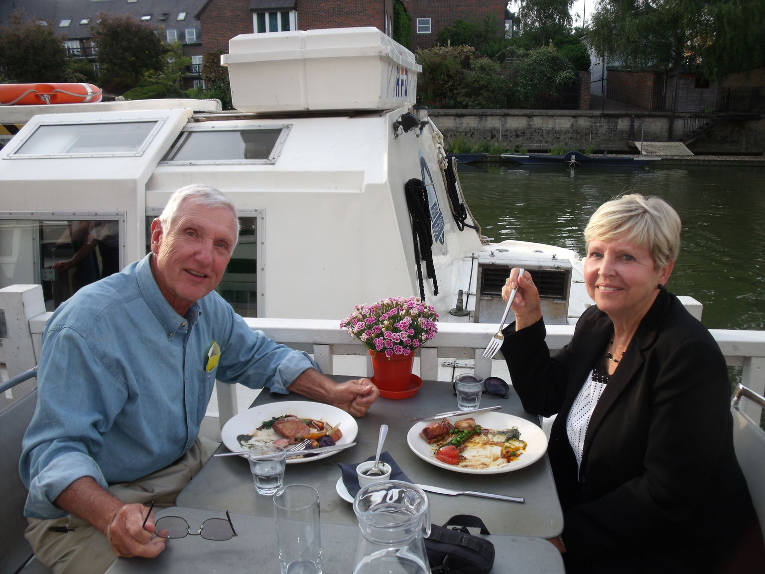 Dining on the deck of The Folly