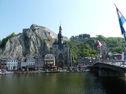 Photo of Meuse River, Dinant, Belgium Traveling to Luxembourg: Across the Meuse River, on the other side of a bridge lined with saxophones, lies the other half of Dinant, Anne K - May 2011
