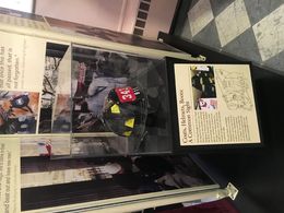 Photo of St. Pauls Actual helmet that was used by 9/11 volunteers. St. Paul was refuge to a majority of volunteers during this tragedy. , Taylor L - December 2015