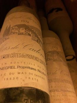 Photo of Bottle from Mas De Cadenet's library This a bottle of wine from 1976, the year I was born. They displayed these bottles in the library of older vintages , irishgal76 - July 2014