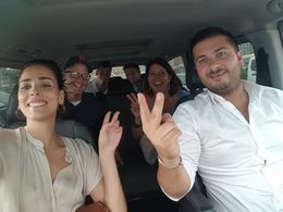 Photo of Happy Campers with our Driver and Tour Asst. Grace and Nikkoli sp? were terrific and provided us peace of mind, great info and incredible sights along the Amalfi Coast! , 4bunde - August 2016