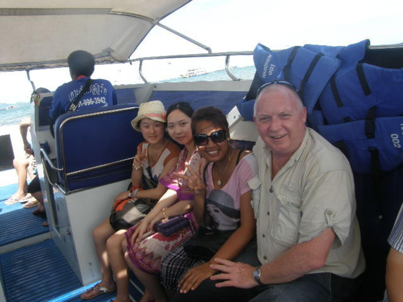 On board the speedboat heading off to Coral Island