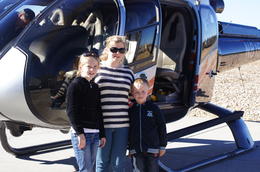 Photo of Getting ready for the Helicopter Flight My children Madeline, Sarah and Cayden from left to right very excited to ride in a helicopter over the Grand Canyon , Andrew H - January 2012