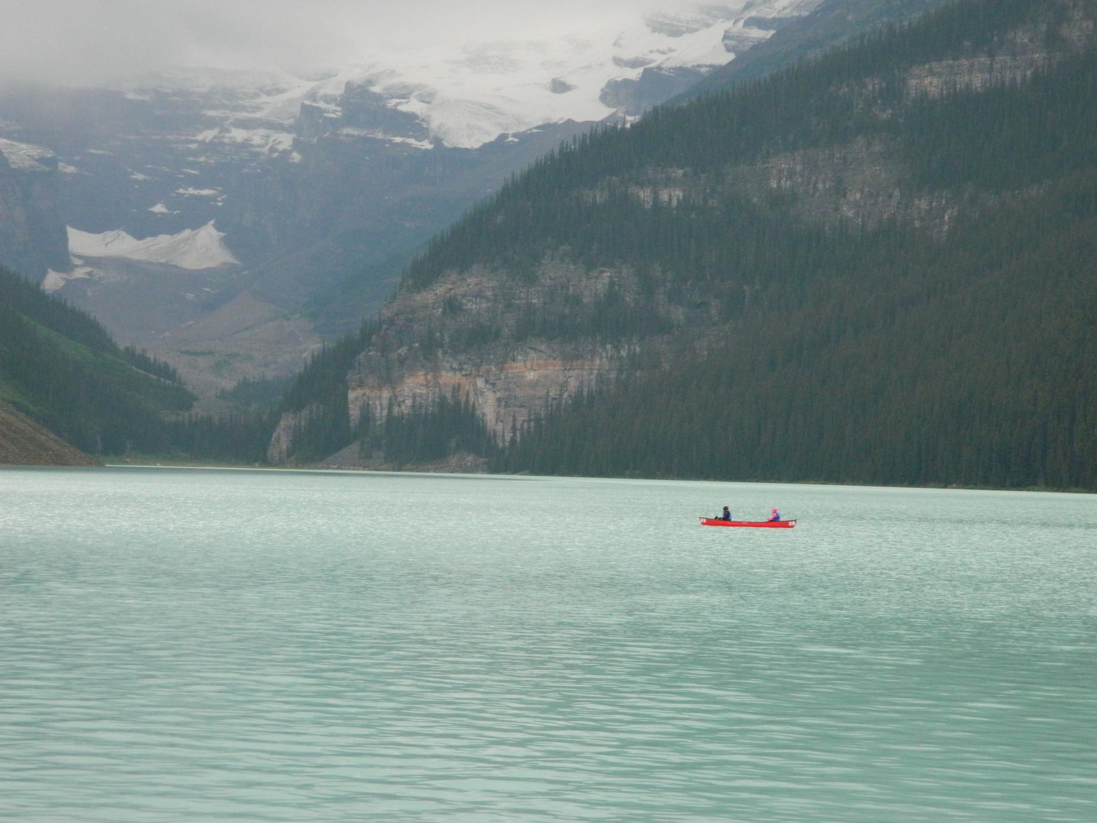 Lake Louise a lone boat