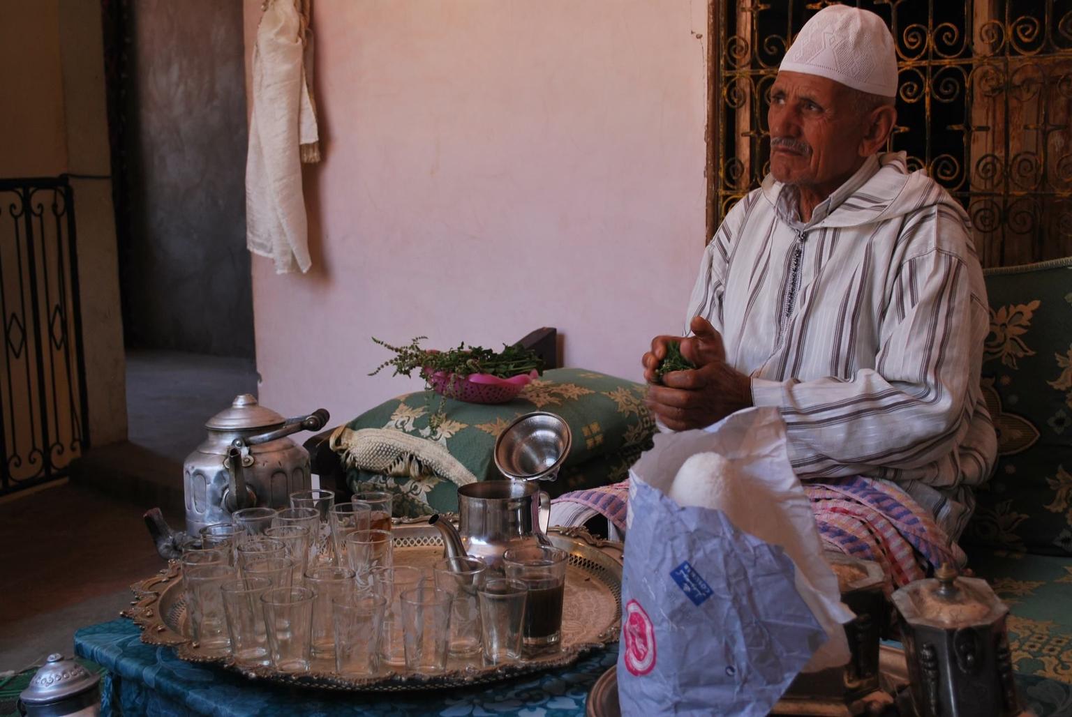mint tea with a berber local