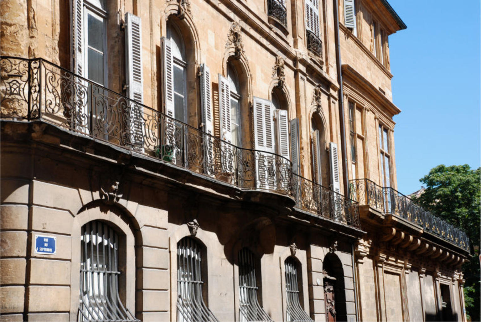 Historical buildings in the city Aix-en-Provence the south of France