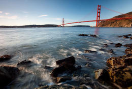Photo of Golden Gate Bridge San Francisco's iconic Golden Gate Bridge as seen from the Marin side, near Fort Baker - April 2011