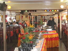 Photo of Hawaiian Sunset & Dinner Cruise Sunset dinner cruise, Oahu - the buffet setup, Bandit - February 2011