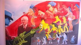 Photo of Communist murderer Eric Honecker, GDR socialist party leader on a painting in the Stazi museumk Honecker, , Zsolt G - November 2015