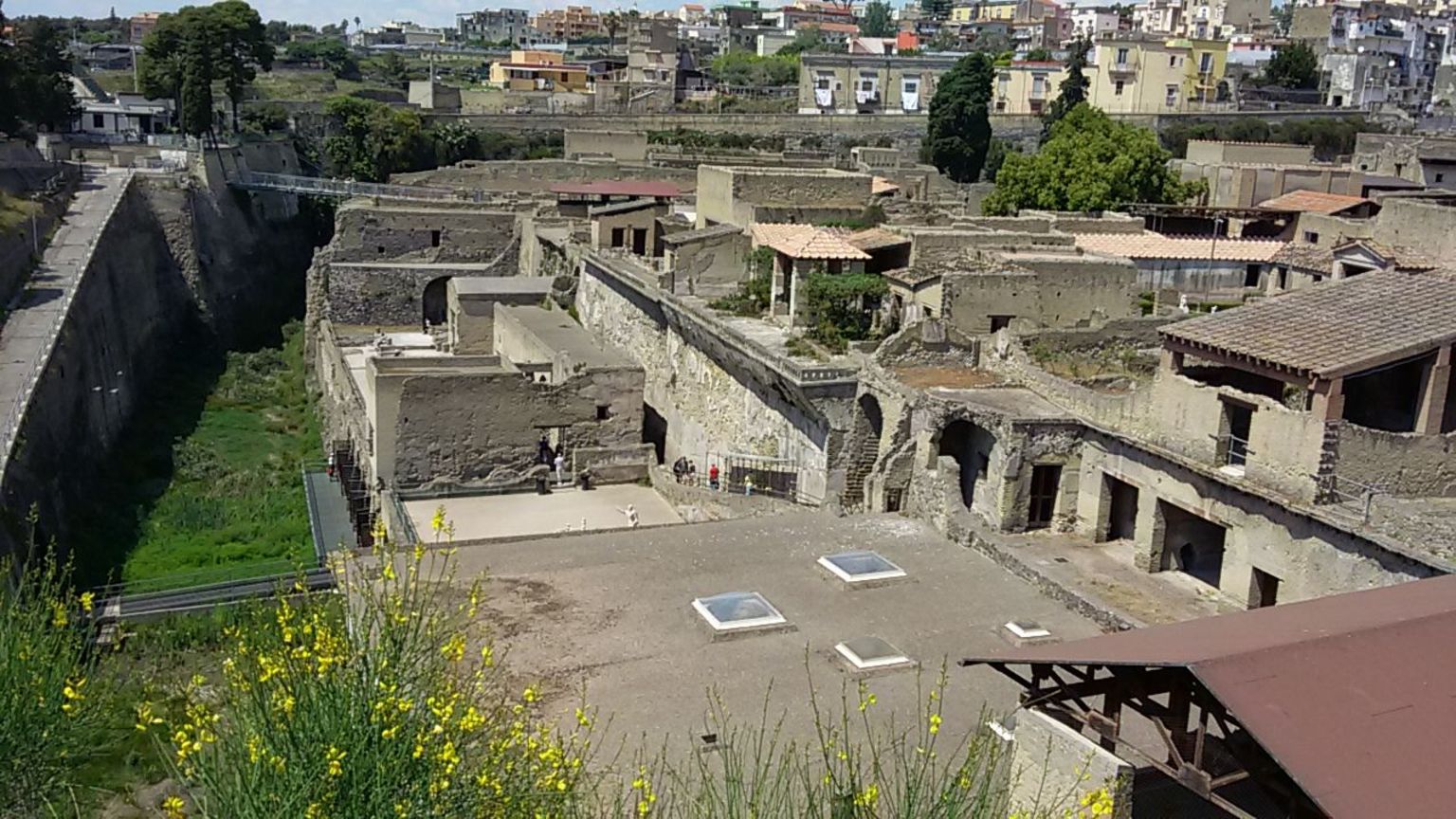view of Herculaneum from ground level