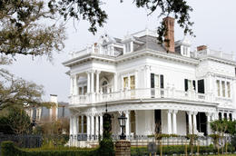Photo of Garden District White mansion in traditional style in New Orleans' Garden district - May 2011